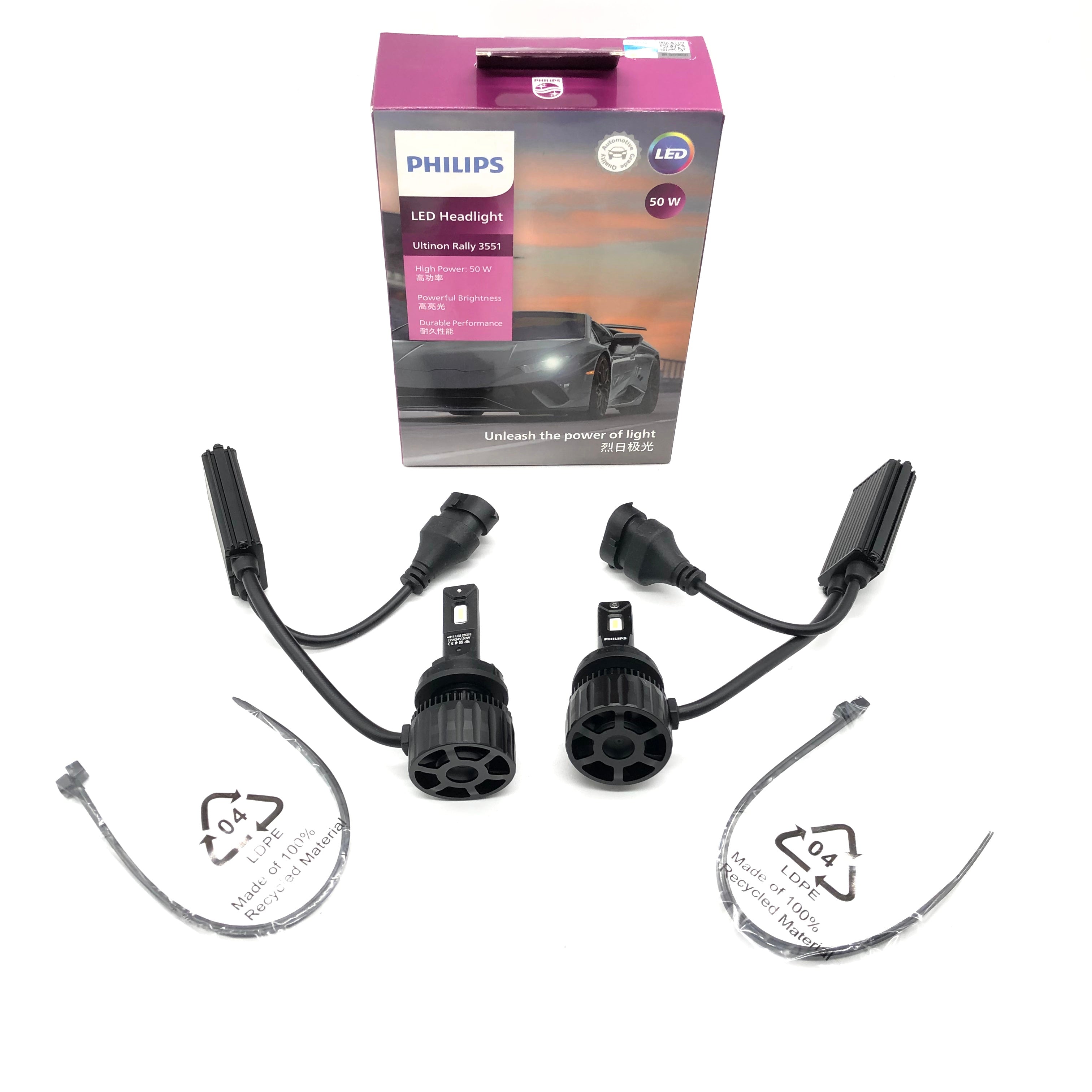 PHILIPS LED Headlight Ultinon Rally 3551 H11 12V 24V 50W LUM11362U3551X2