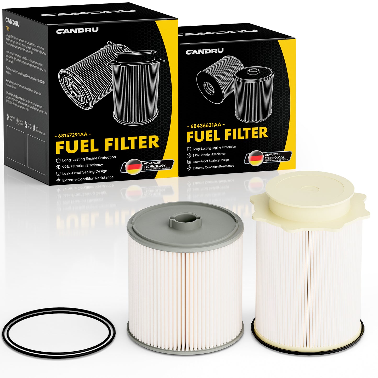 CANDRU Engine Oil Filter 68157291AA+68436631AA for Ram 2500/3500/4500/5500
