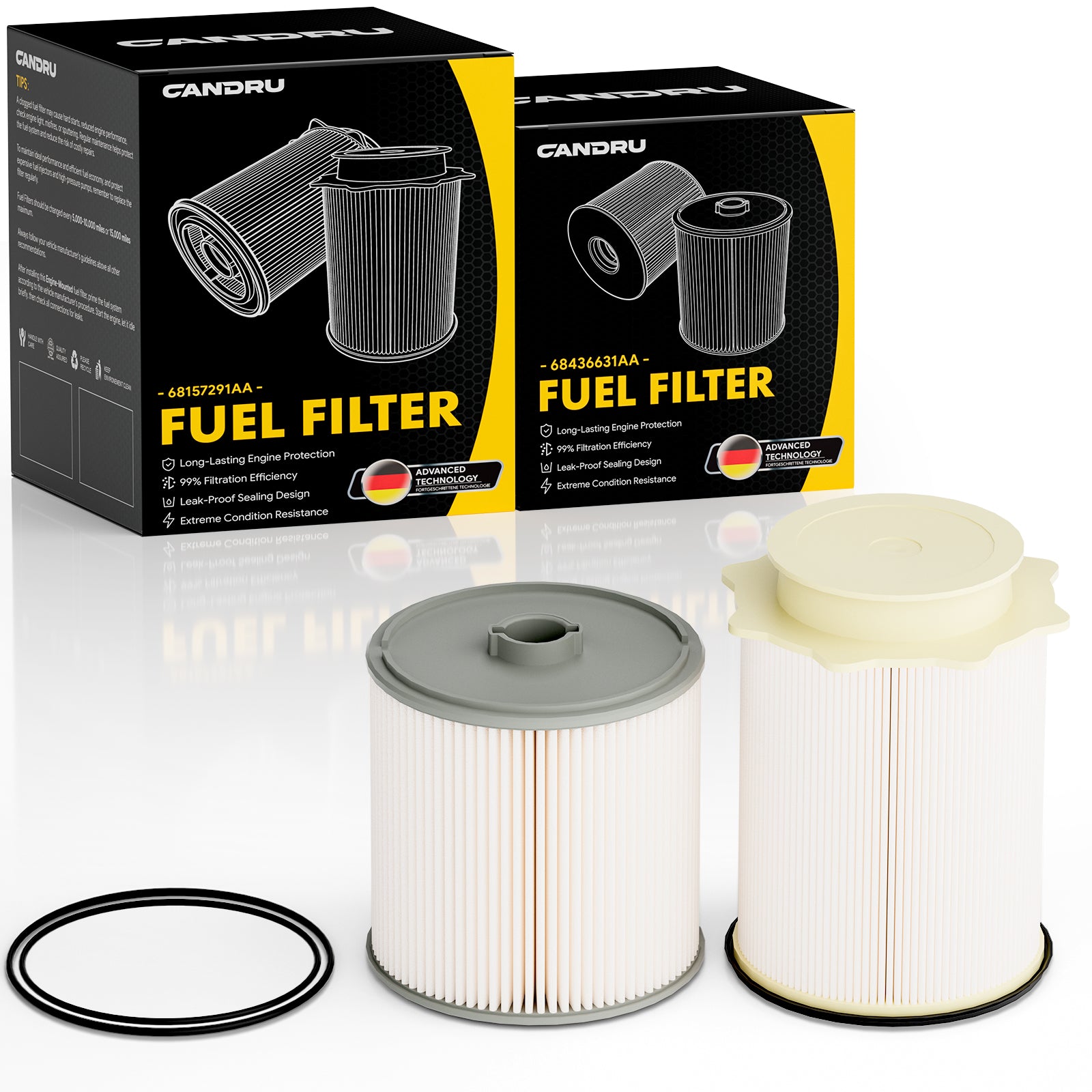 CANDRU Engine Oil Filter 68157291AA+68436631AA for Ram 2500/3500/4500/5500