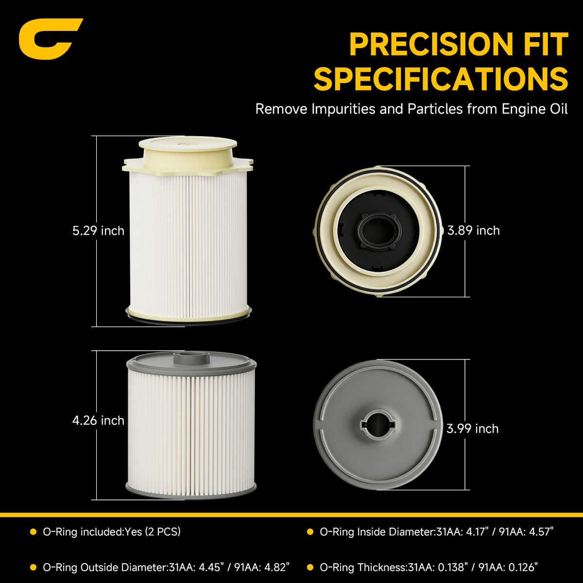 CANDRU Fuel Filter Kit 68157291AA + 68436631AA for Ram 2500/3500/4500/5500
