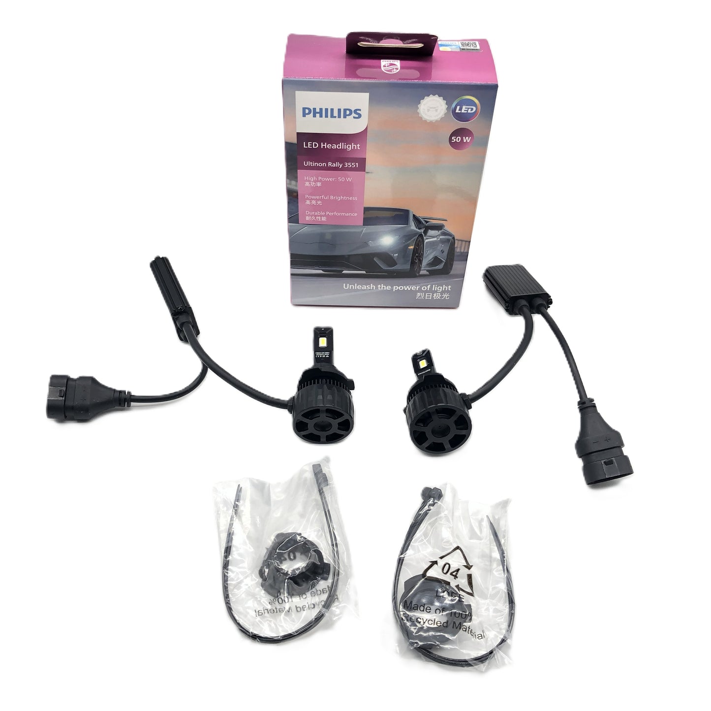 PHILIPS LED Headlight Ultinon Rally 3551 HB3/4 12V 24V 50W LUM11005U3551X2