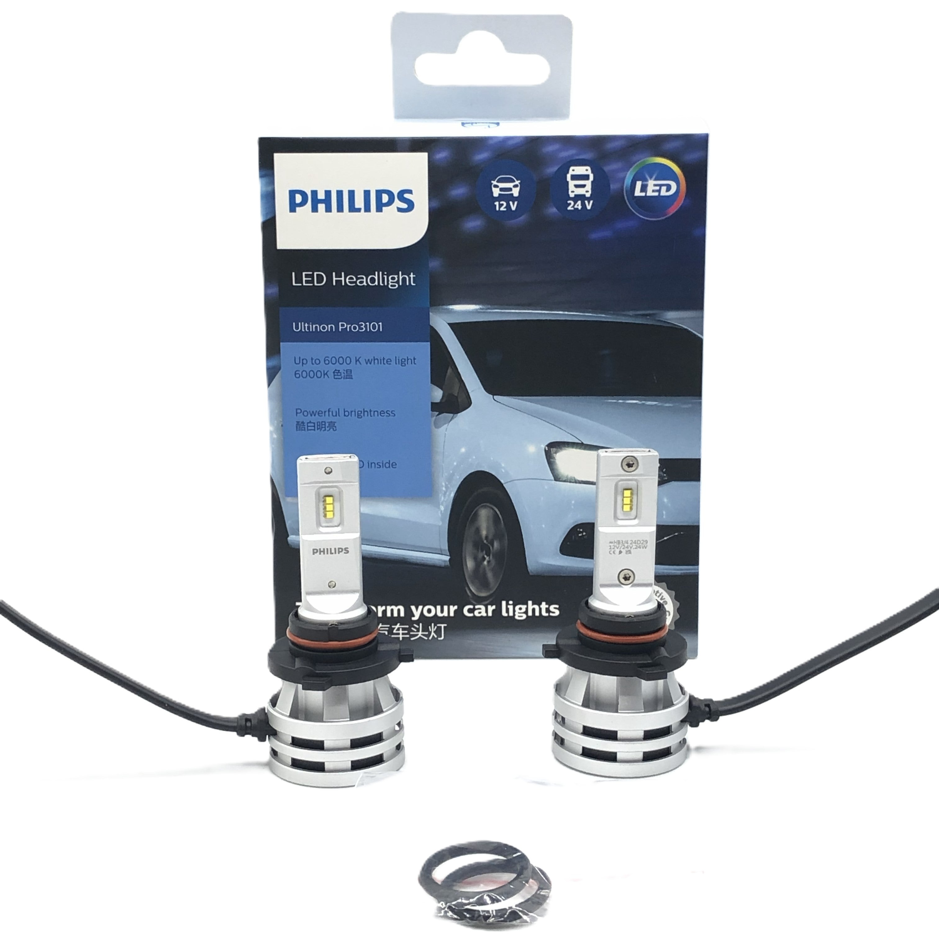 PHILIPS LED Headlight Ultinon Pro3101 HB3 HB4 12V 24V 24W 11005U3101X2