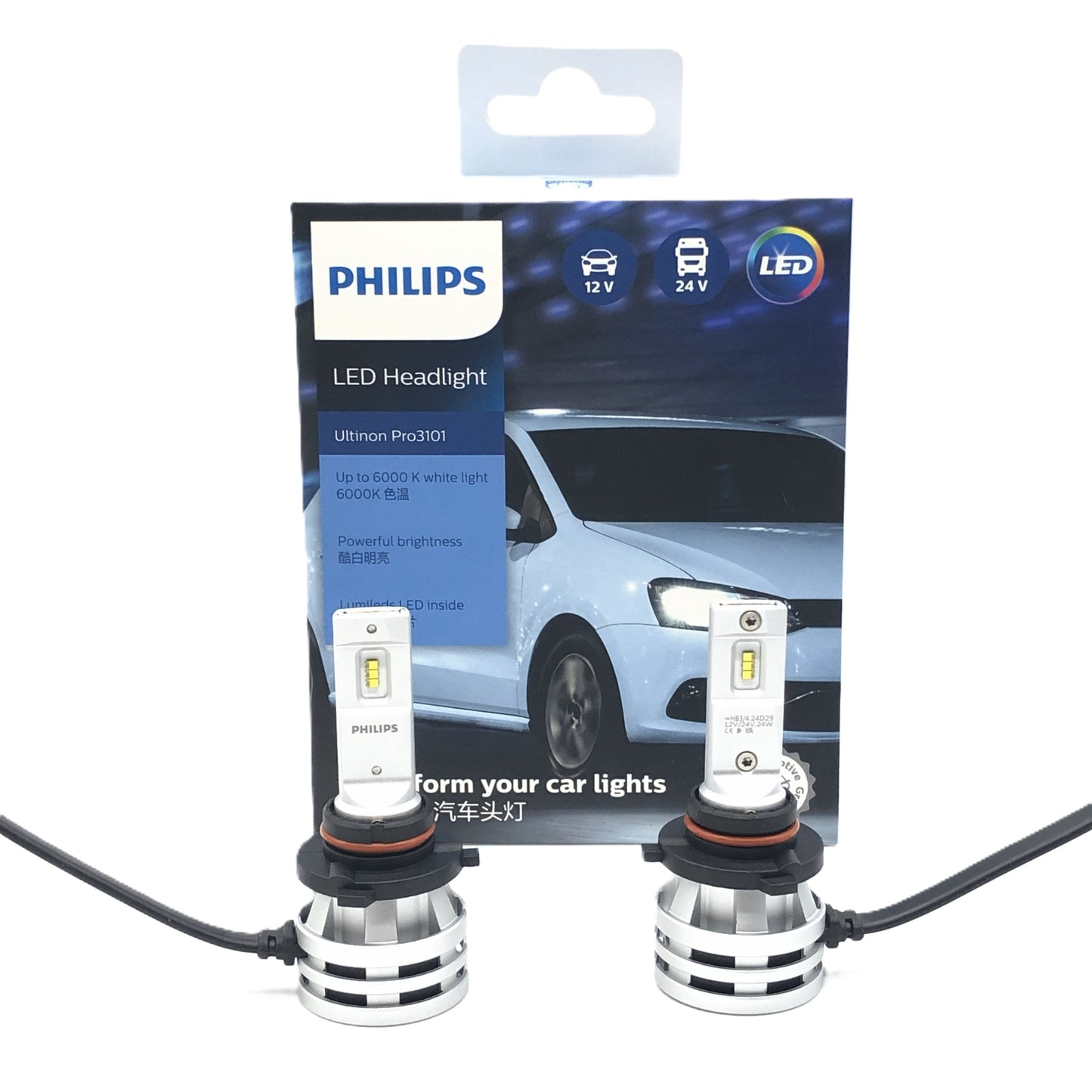 PHILIPS LED Headlight Ultinon Pro3101 HB3 HB4 12V 24V 24W 11005U3101X2