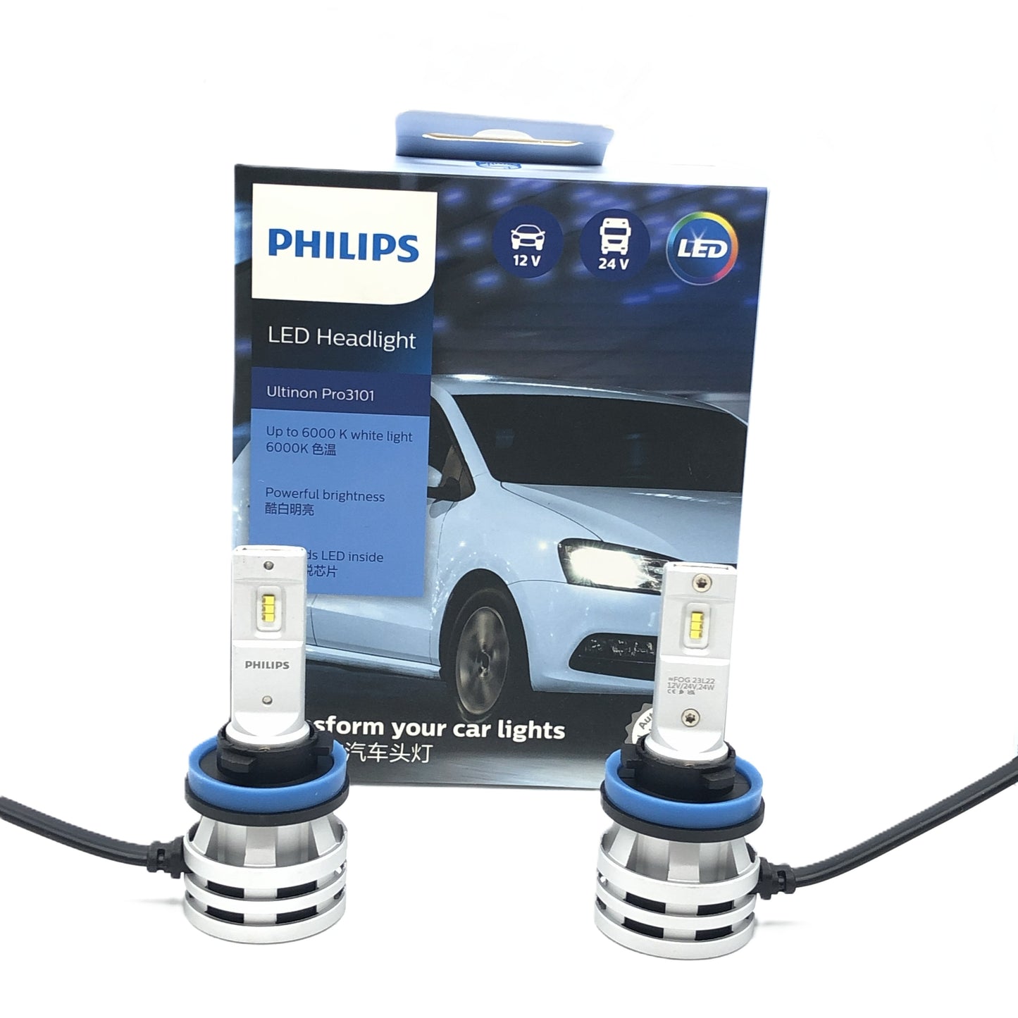 PHILIPS LED Headlight Ultinon Pro3101 H8/H11/H16 12V 24V 24W 11366U3101X2